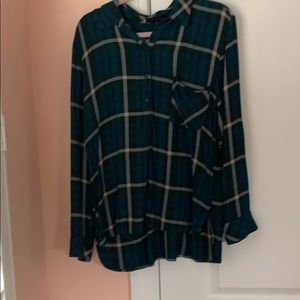 green/blue and white flowy flannel